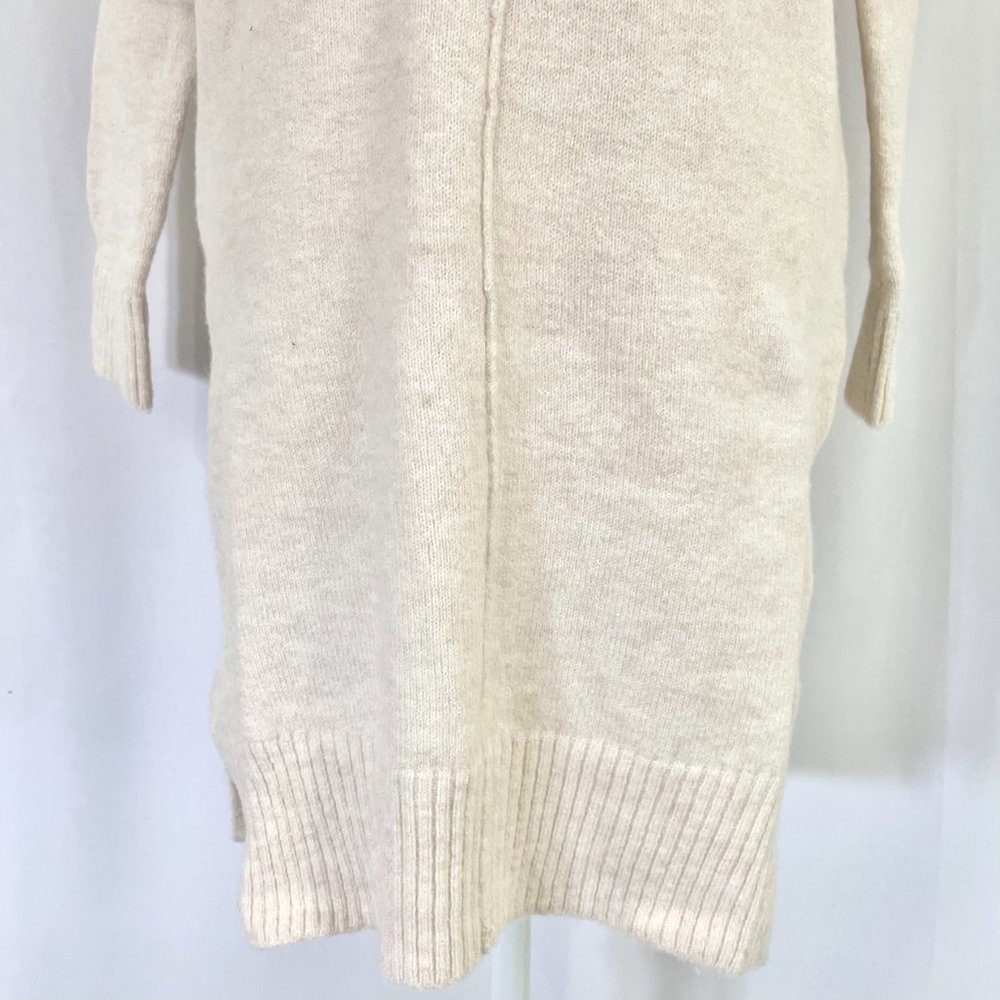New Stitchdrop Center Seam Side Slit Long Sleeve Sweater Dress Serene Ivory XS - Picture 4 of 14